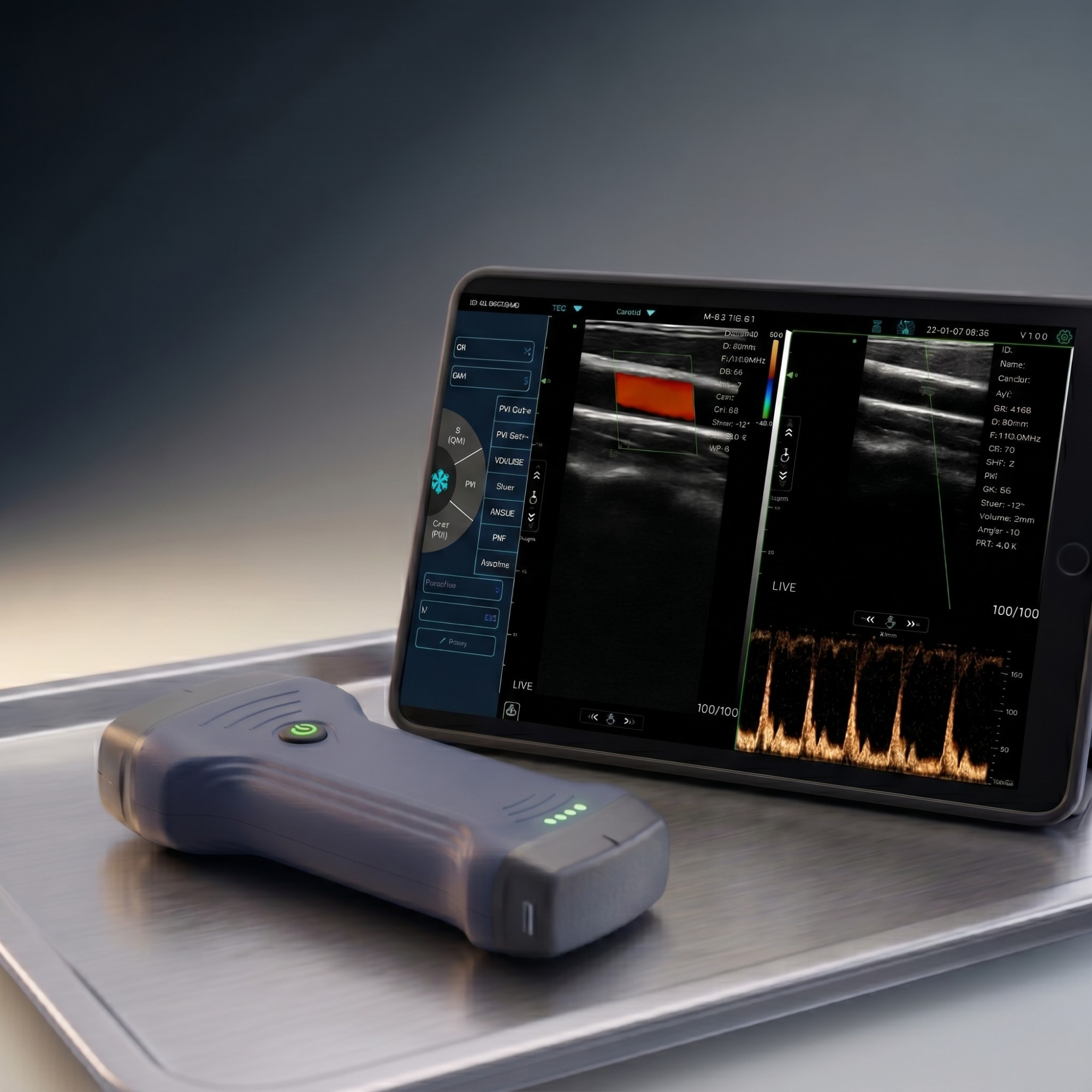 Ultrassom Konted Pro 3x1 sem fio e com cabeça dupla (com ANVISA)